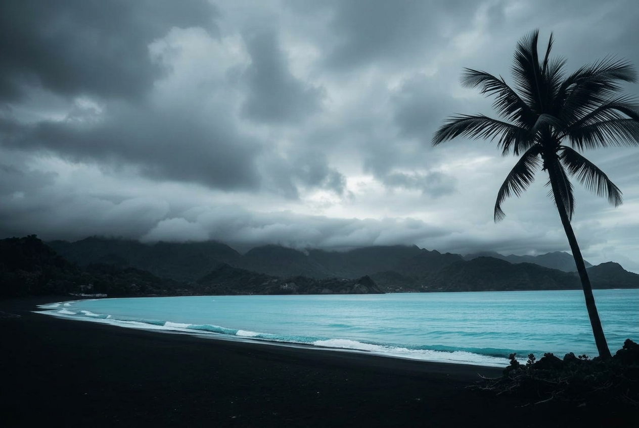 Costa pacífica de El Salvador al atardecer